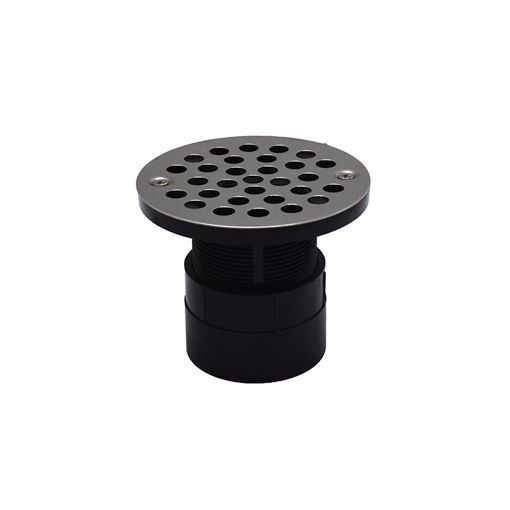 Picture of 2" ABS Over Pipe Fit Drain Base with 2" Plastic Spud and 4" Stainless Steel Strainer