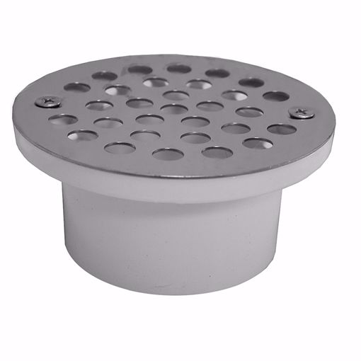 Picture of 2" x 3" General Purpose PVC Drain with Long Body and Stainless Steel Strainer