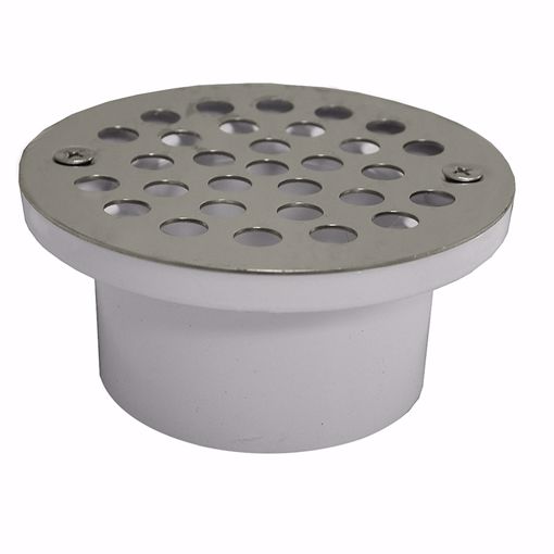 Picture of 2" x 3" General Purpose PVC Drain with Long Body and Nickel Bronze Strainer