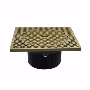 Picture of 3-1/2" Heavy Duty PVC Cleanout Spud with 7" Nickel Bronze Square Cover