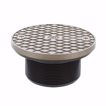 Picture of 4" Heavy Duty PVC Cleanout Spud with 6" Nickel Bronze Round Cover with Ring