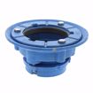 Picture of 2" No Caulk Mechanical Joint Code Blue Floor Drain with 7" Pan and 6" Nickel Bronze Round Strainer - Height 4-1/4" - 5-1/4"