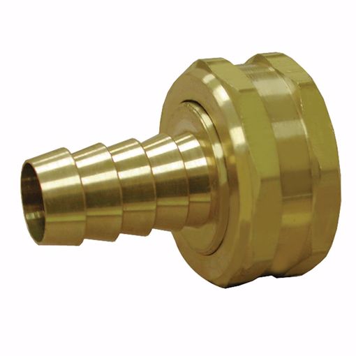 Picture of 3/4" FHT Swivel x 1/2" Hose Barb Brass Garden Hose Adapter