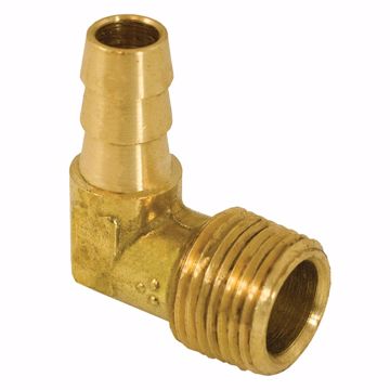 Picture of 5/16" x 1/4" Brass Hose Barb x MIP 90° Elbow