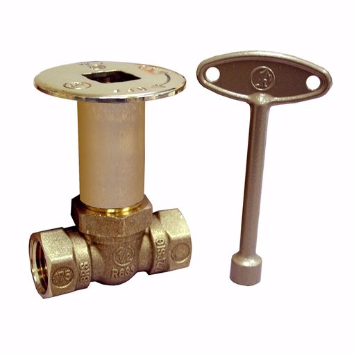 Picture of Polished Brass Straight Ball Valve 1/4 Turn Log Lighter Valve