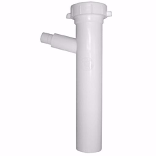 Picture of 1-1/2" x 8" x 1/2" White Plastic Slip Joint Dishwasher Tailpiece