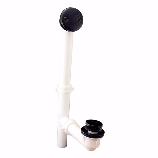 Picture of Black Two-Hole Toe Touch Bath Waste Kit, Tubular Full Kit, White Plastic