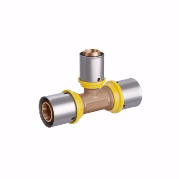 Picture of 16 mm (3/8" eq.) x 16 mm (3/8" eq.) x 20 mm (1/2" eq.) PEXALGAS® Reducing Tee