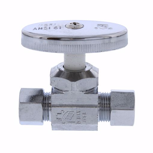 Picture of 3/8" OD Comp x 3/8" OD Comp Multi-Turn Straight Supply Stop Valve, Chrome Plated