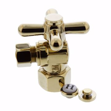 Picture of 1/2" FIP x 3/8" OD Comp Quarter-Turn Angle Supply Stop Valve with Cross Handle, Polished Brass