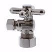 Picture of 5/8" OD Comp x 3/8" OD Comp Quarter-Turn Angle Supply Stop Valve with Cross Handle, Brushed Nickel