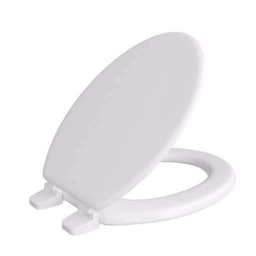 Picture of White Deluxe Molded Wood Toilet Seat, Closed Front with Cover, Elongated