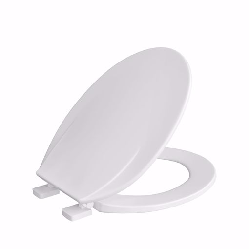 Picture of White Plastic Utility Toilet Seat, Closed Front with Cover, Round