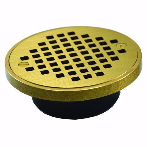 Picture of 2" x 3" General Purpose ABS Drain with 4-1/4" Polished Brass Round Cast Strainer with Ring