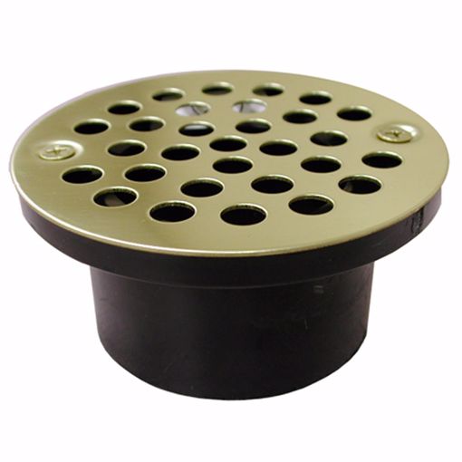 Picture of 2" x 3" General Purpose ABS Drain with 4-1/4" Polished Brass (PVD) Round Stamped Strainer