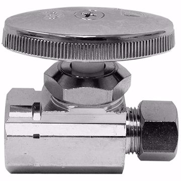 Picture of 1/2" FIP x 3/8" OD Comp Multi-Turn Straight Supply Stop Valve, Chrome Plated