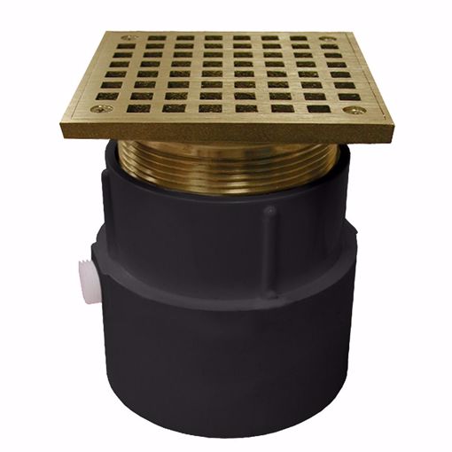 Picture of 4" PVC Over Pipe Fit Drain Base with 3-1/2" Metal Spud and 6" Nickel Bronze Strainer