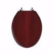 Picture of Mahogany Designer Wood Toilet Seat with Piano Finish, Closed Front with Cover, Brushed Nickel Hinges, Elongated