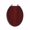 Picture of Mahogany Designer Wood Toilet Seat with Piano Finish, Closed Front with Cover, Polished Brass Hinges, Elongated