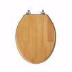 Picture of Dark Oak Designer Wood Toilet Seat with Piano Finish, Closed Front with Cover, Brushed Nickel Hinges, Elongated