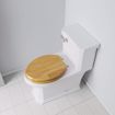 Picture of Dark Oak Designer Wood Toilet Seat with Piano Finish, Closed Front with Cover, Brushed Nickel Hinges, Elongated