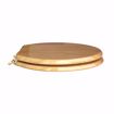 Picture of Natural Oak Designer Wood Toilet Seat with Piano Finish, Closed Front with Cover, Polished Brass Hinges, Elongated