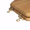 Picture of Natural Oak Designer Wood Toilet Seat with Piano Finish, Closed Front with Cover, Polished Brass Hinges, Elongated