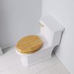 Picture of Natural Oak Designer Wood Toilet Seat with Piano Finish, Closed Front with Cover, Polished Brass Hinges, Elongated