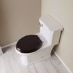 Picture of Dark Brown Designer Wood Toilet Seat with Piano Finish, Closed Front with Cover, Brushed Nickel Hinges, Elongated