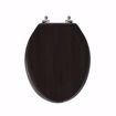 Picture of Walnut Designer Wood Toilet Seat with Piano Finish, Closed Front with Cover, Brushed Nickel Hinges, Elongated