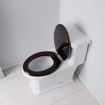 Picture of Walnut Designer Wood Toilet Seat with Piano Finish, Closed Front with Cover, Chrome Hinges, Elongated