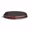 Picture of Mahogany Designer Wood Toilet Seat with Piano Finish, Closed Front with Cover, Brushed Nickel Hinges, Round