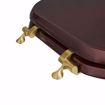 Picture of Mahogany Designer Wood Toilet Seat with Piano Finish, Closed Front with Cover, Polished Brass Hinges, Round