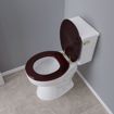 Picture of Mahogany Designer Wood Toilet Seat with Piano Finish, Closed Front with Cover, Polished Brass Hinges, Round