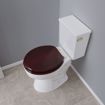 Picture of Mahogany Designer Wood Toilet Seat with Piano Finish, Closed Front with Cover, Polished Brass Hinges, Round