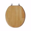 Picture of Natural Oak Designer Wood Toilet Seat with Piano Finish, Closed Front with Cover, Chrome Hinges, Round