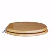 Picture of Natural Oak Designer Wood Toilet Seat with Piano Finish, Closed Front with Cover, Chrome Hinges, Round