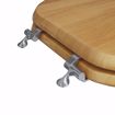 Picture of Natural Oak Designer Wood Toilet Seat with Piano Finish, Closed Front with Cover, Chrome Hinges, Round