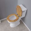 Picture of Natural Oak Designer Wood Toilet Seat with Piano Finish, Closed Front with Cover, Chrome Hinges, Round