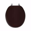 Picture of Dark Brown Designer Wood Toilet Seat with Piano Finish, Closed Front with Cover, Chrome Hinges, Round