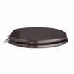 Picture of Dark Brown Designer Wood Toilet Seat with Piano Finish, Closed Front with Cover, Chrome Hinges, Round