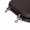 Picture of Dark Brown Designer Wood Toilet Seat with Piano Finish, Closed Front with Cover, Chrome Hinges, Round