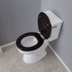 Picture of Dark Brown Designer Wood Toilet Seat with Piano Finish, Closed Front with Cover, Chrome Hinges, Round