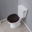 Picture of Dark Brown Designer Wood Toilet Seat with Piano Finish, Closed Front with Cover, Chrome Hinges, Round