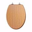 Picture of Natural Oak Designer Wood Toilet Seat, Closed Front with Cover, Brushed Nickel Hinges, Elongated