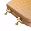 Picture of Natural Oak Designer Wood Toilet Seat, Closed Front with Cover, Polished Brass Hinges, Elongated