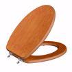 Picture of Oak Designer Wood Toilet Seat, Closed Front with Cover, Brushed Nickel Hinges, Elongated