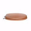 Picture of Oak Designer Wood Toilet Seat, Closed Front with Cover, Chrome Hinges, Round