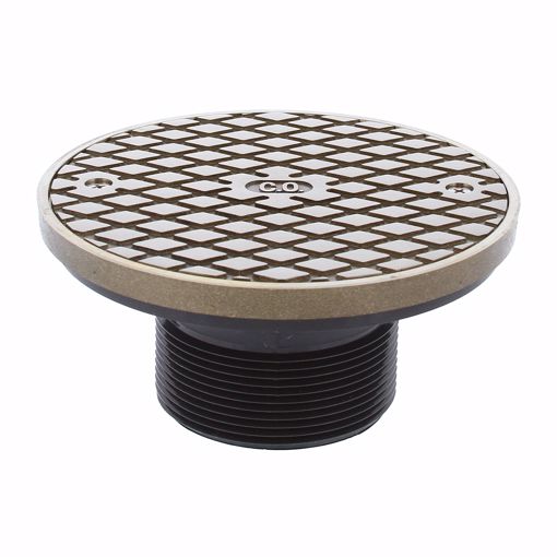 Picture of 3" Heavy Duty PVC Cleanout Spud with 6" Nickel Bronze Round Cover with Ring