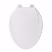 Picture of White Plastic Utility Toilet Seat, Closed Front with Cover, Elongated